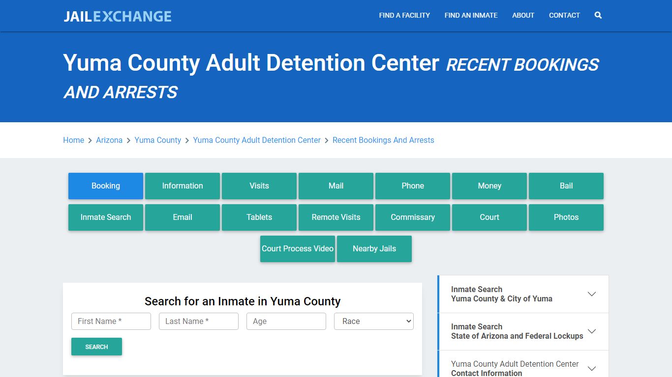 Yuma County Adult Detention Center Recent Bookings And Arrests